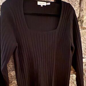 CALVIN KLEIN SQUARE NECK, BLACK RIBBED KNIT SWEATER SZ. XL -NWOT
